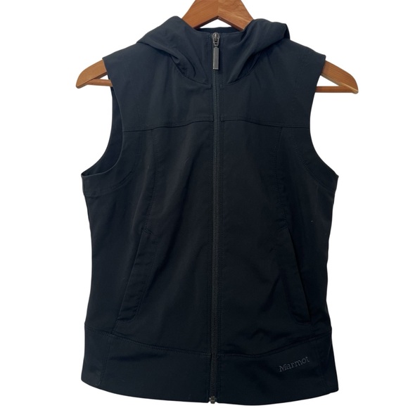 Marmot Jackets & Blazers - Marmot Black Zip Up Hooded Hiking Outerwear Gorpcore Granola Girl Vest Size XS